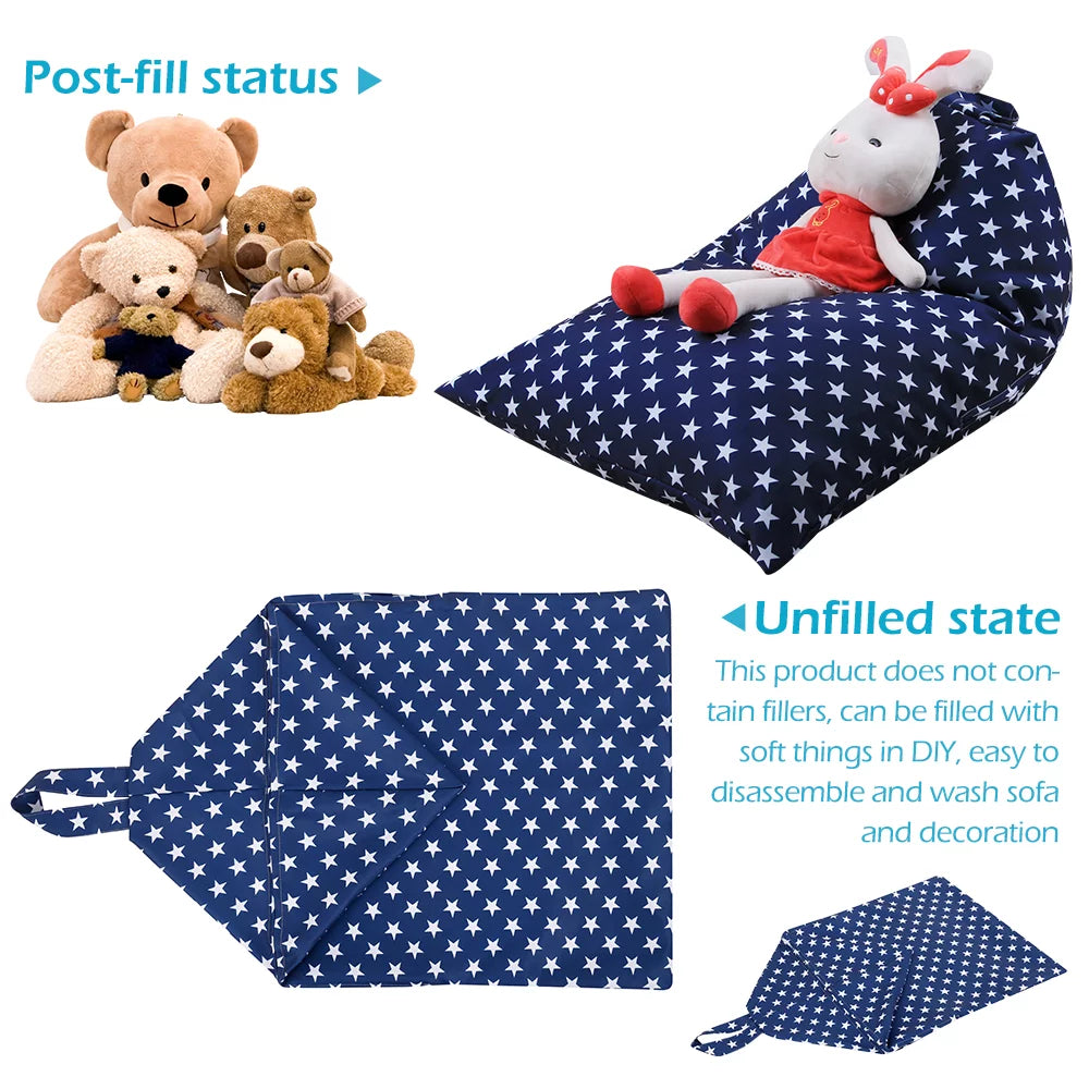 Navy Velvet Stuffed Animal Storage Bean Bag Chair D517409