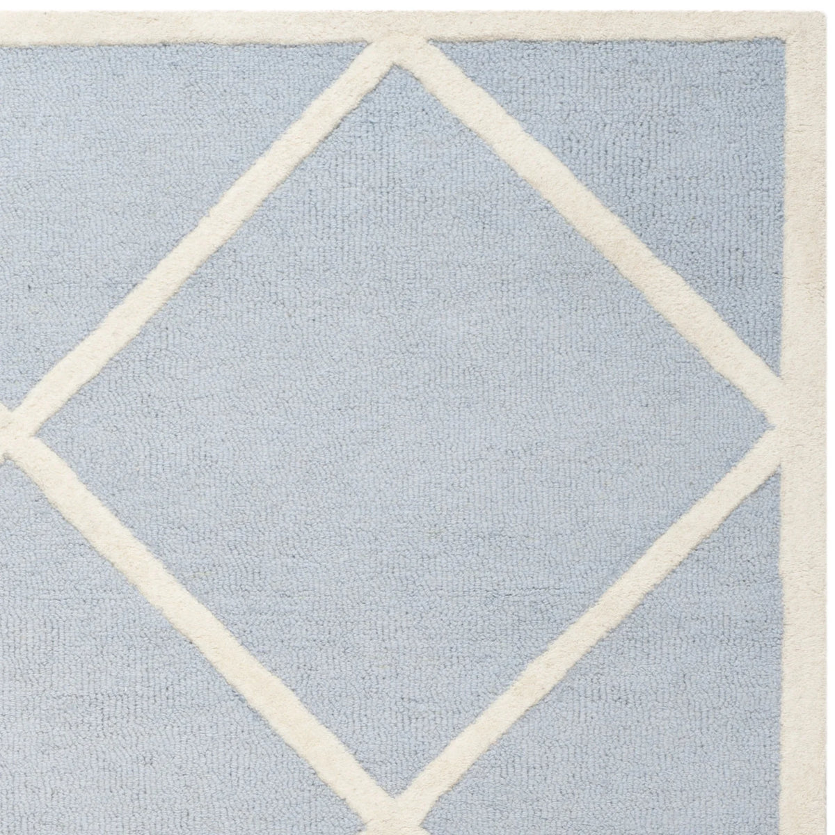 Geometric Diamonds Wool Area Rug, Light Blue/Ivory, 5' x 8' Y8235