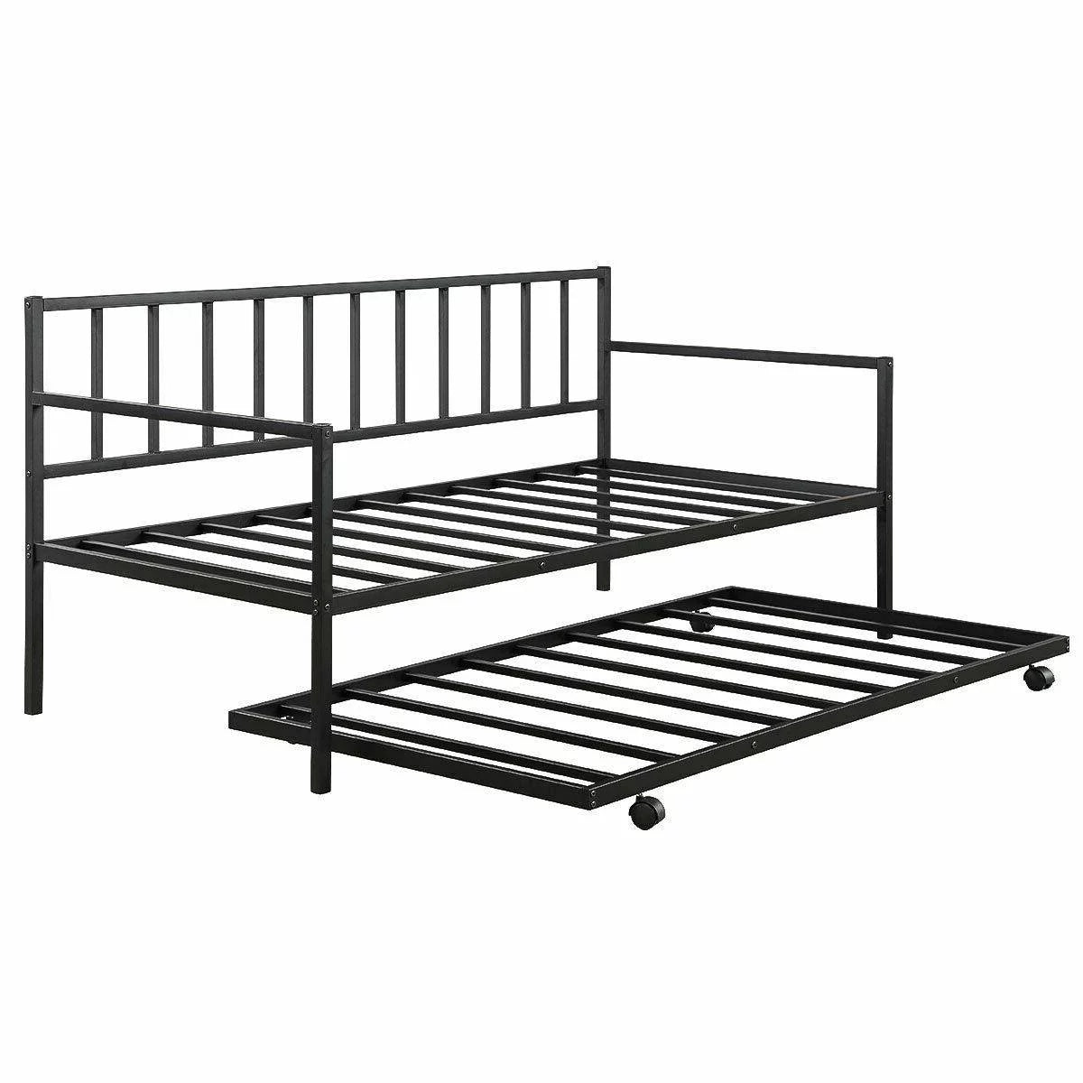 Black Twin Size Metal Daybed with Trundle F93531