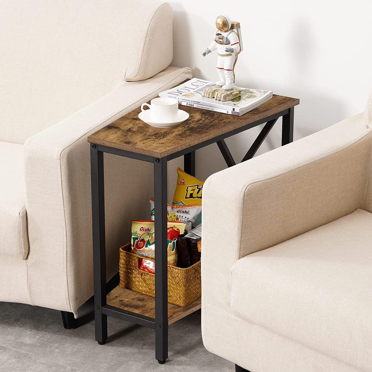Wedge End Table with Storage Shelf F5854