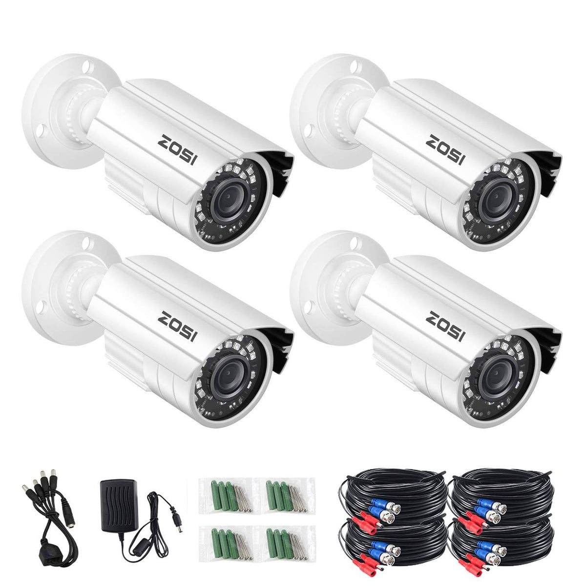 4 Pack 1.0 Megapixel HD 720p CCTV Cameras Kits 65ft IR Distance Waterproof Cameras E375