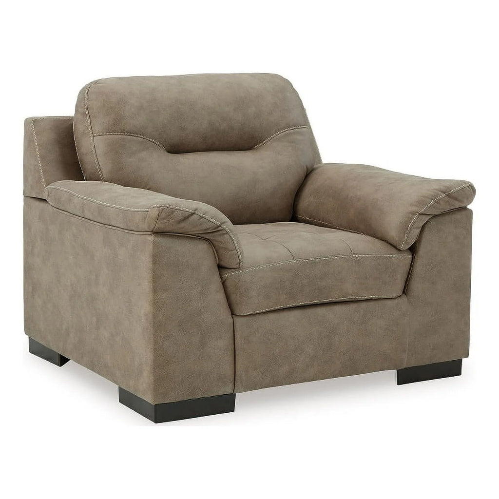 Light Brown Faux Leather Wood Chair S20670