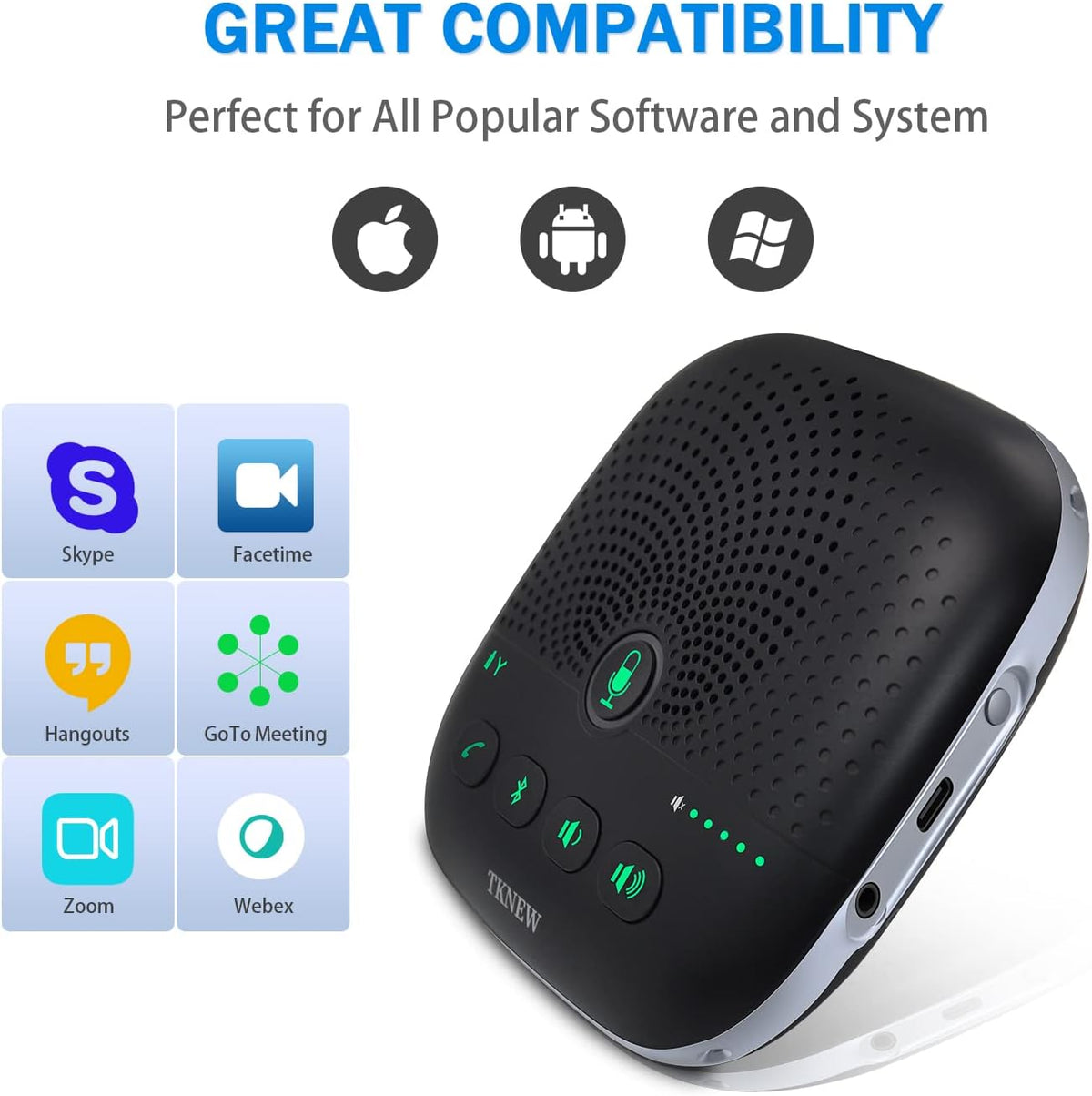 Bluetooth Speakerphone Conference Speaker with 4 Noise Cancellation Mics, Pack of 2 T585556