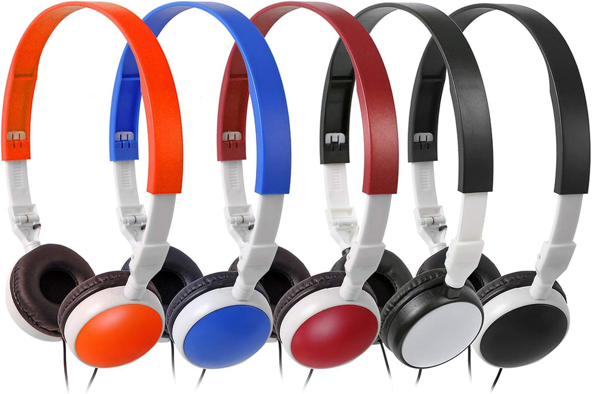 25 Pack Multi Color Foldable Headphones for School K523186