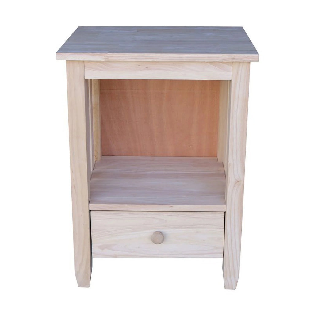 Solid Wood Unfinished End Table with Drawer Y77474