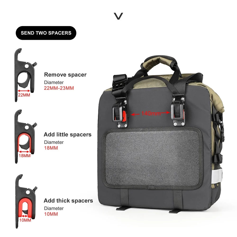 Polyester Motorcycle Side Saddle Bag 20L with Removable Waterproof Inner Bag Q59180