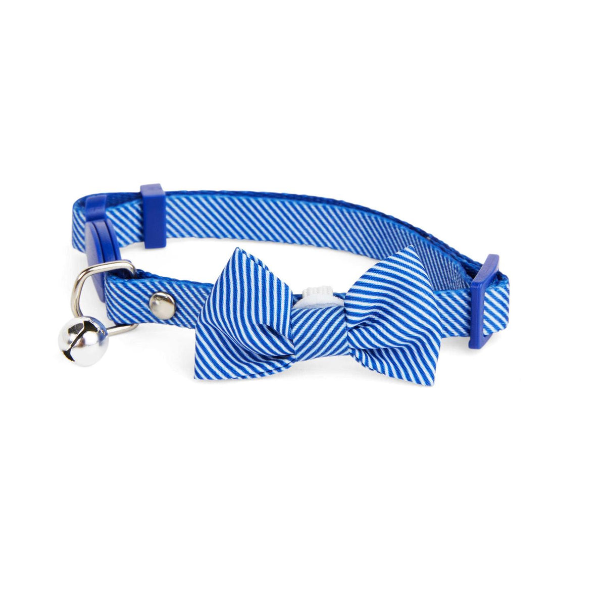 Blue Seersucker Breakaway Cat Collar D971