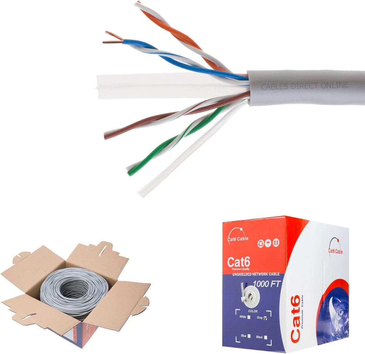 Orange CAT6 1000ft UTP Solid Ethernet Cable 23AWG Y742