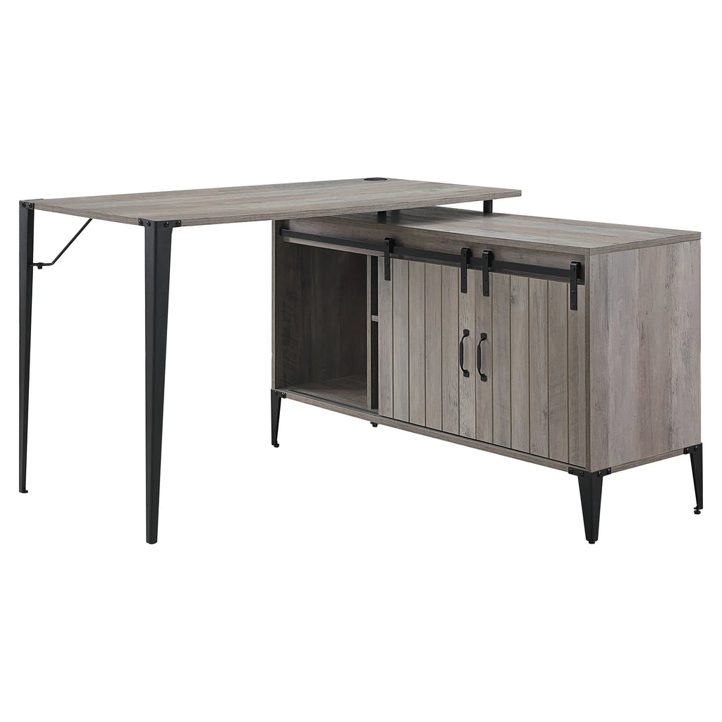 Grey Oak and Black Writing Desk Z877