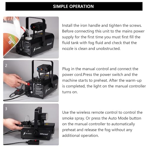 1000W Fog Machine with Strobe Light and Wireless Remote Q2432