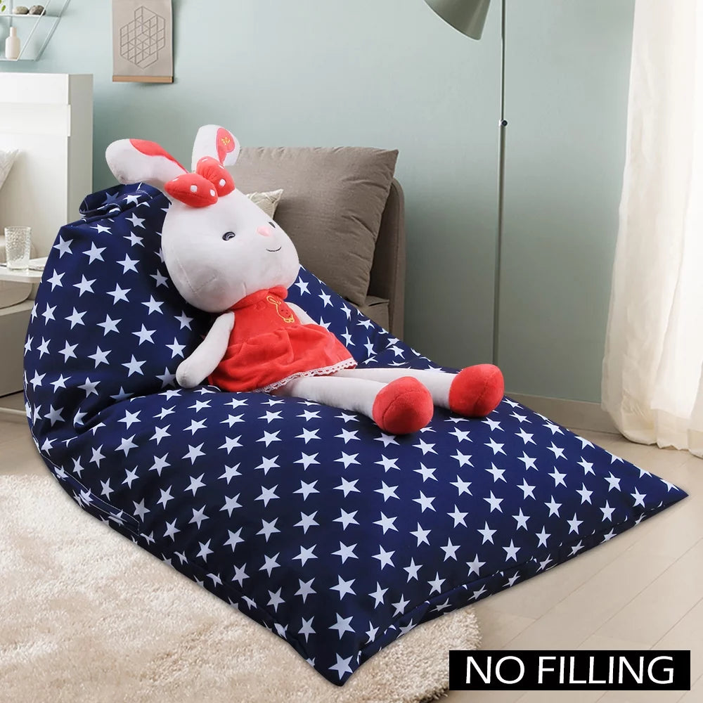 Navy Velvet Stuffed Animal Storage Bean Bag Chair D517409