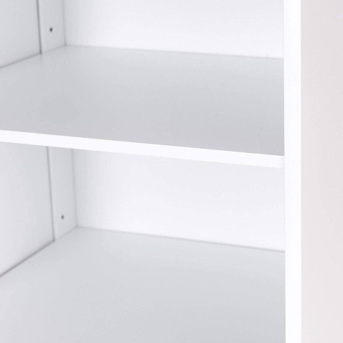 White Tall Bathroom Storage Cabinet with Door and 5 Adjustable Shelves L862