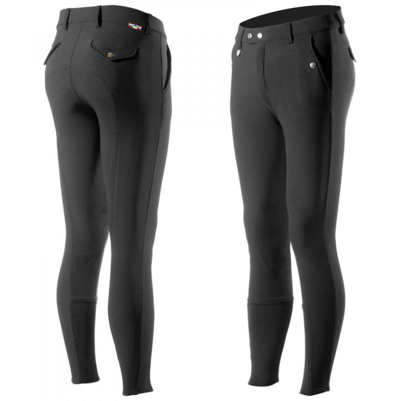 Black Silicone Knee Patch Breeches R9154