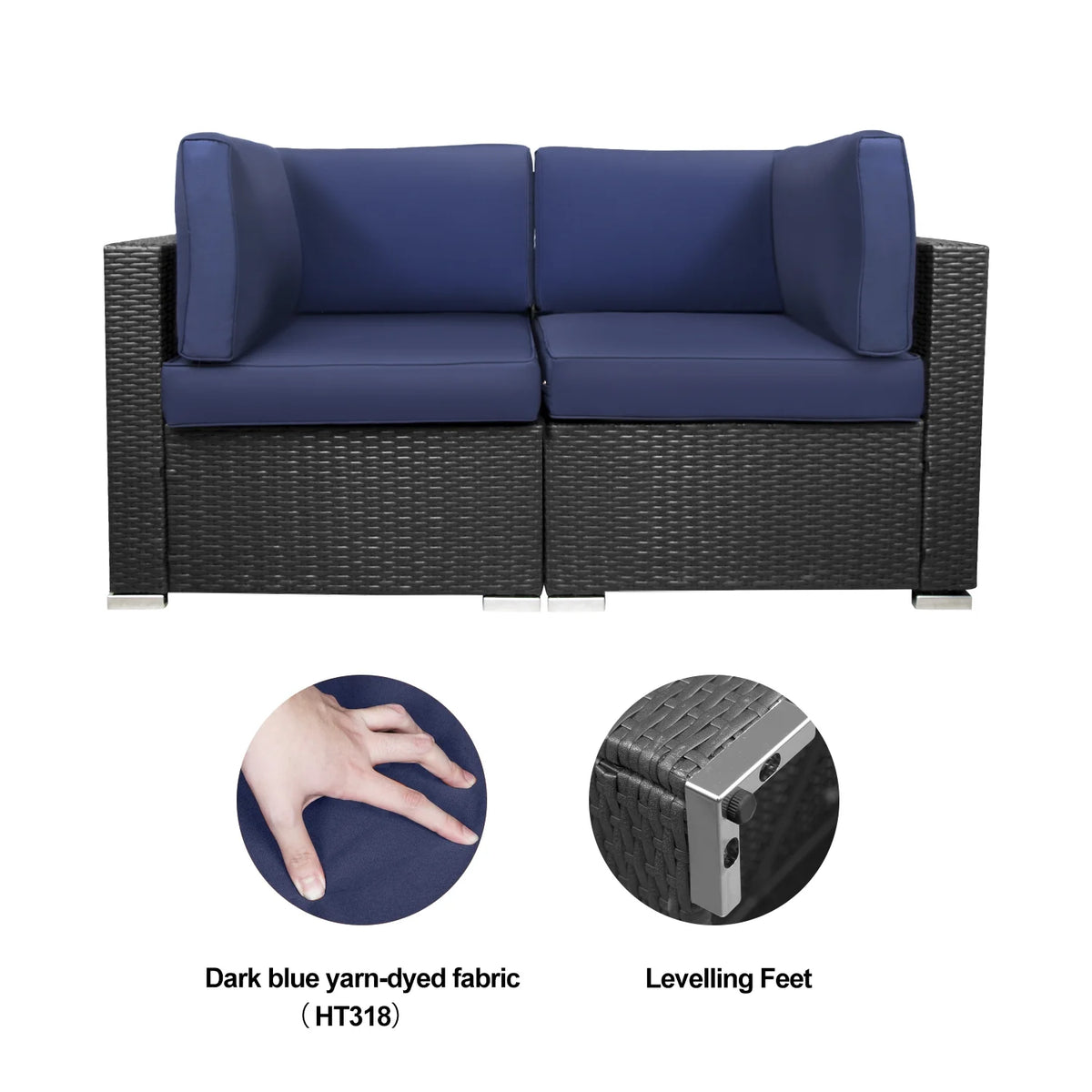 Blue 2-Piece PE Rattan Outdoor Corner Sofa Set Z766395