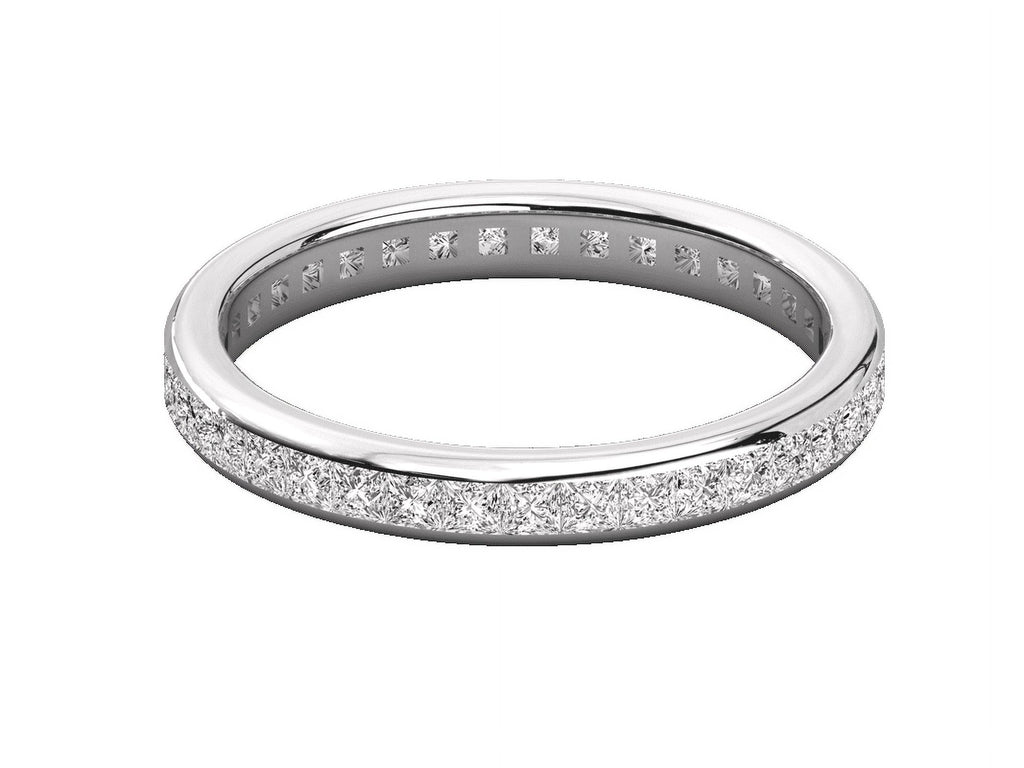 1.70MM Princess Cut Colorless Moissanite Eternity Band, 925 Silver I67108