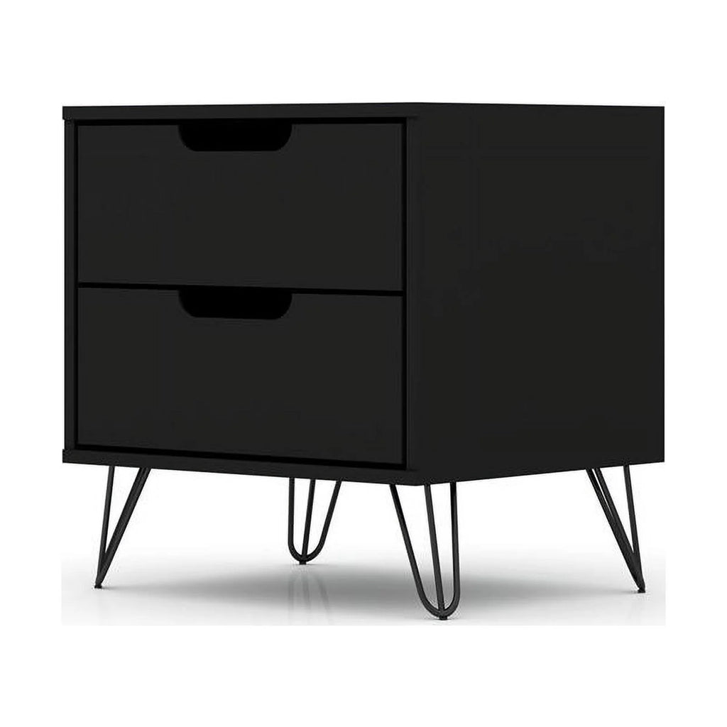2-Drawer Black Engineered Wood Nightstand C990