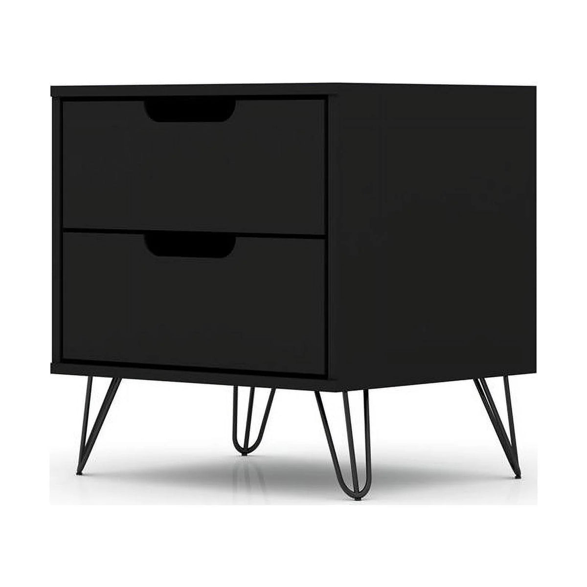 2-Drawer Black Engineered Wood Nightstand C990
