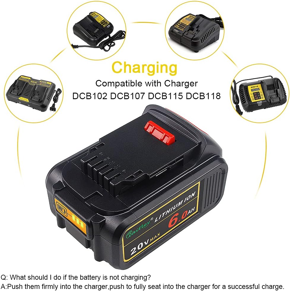 2 Pack 6.0A Replacement Battery for Dewalt 20V Tools Z41480