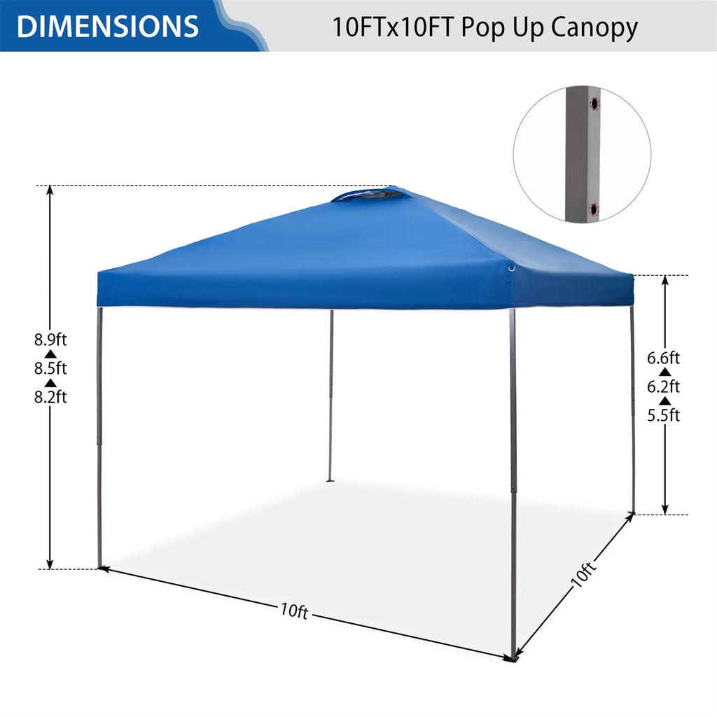 10x10ft Pop-up Canopy Tent with Wheeled Bag - Blue H238