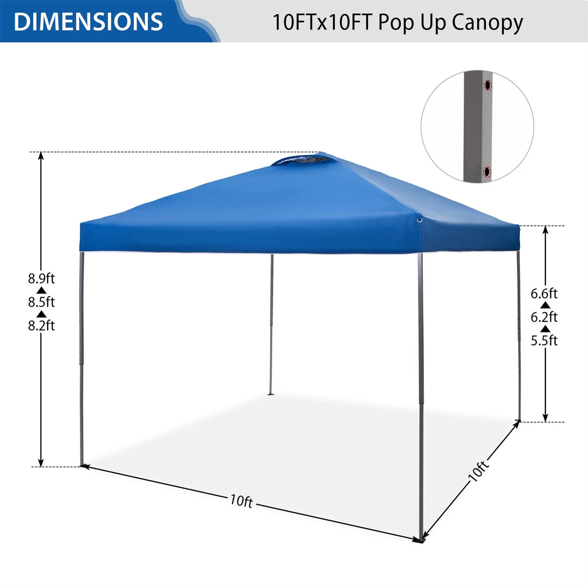 10x10ft Pop-up Canopy Tent with Wheeled Bag - Blue H238