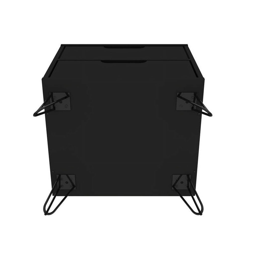 2-Drawer Black Engineered Wood Nightstand C990