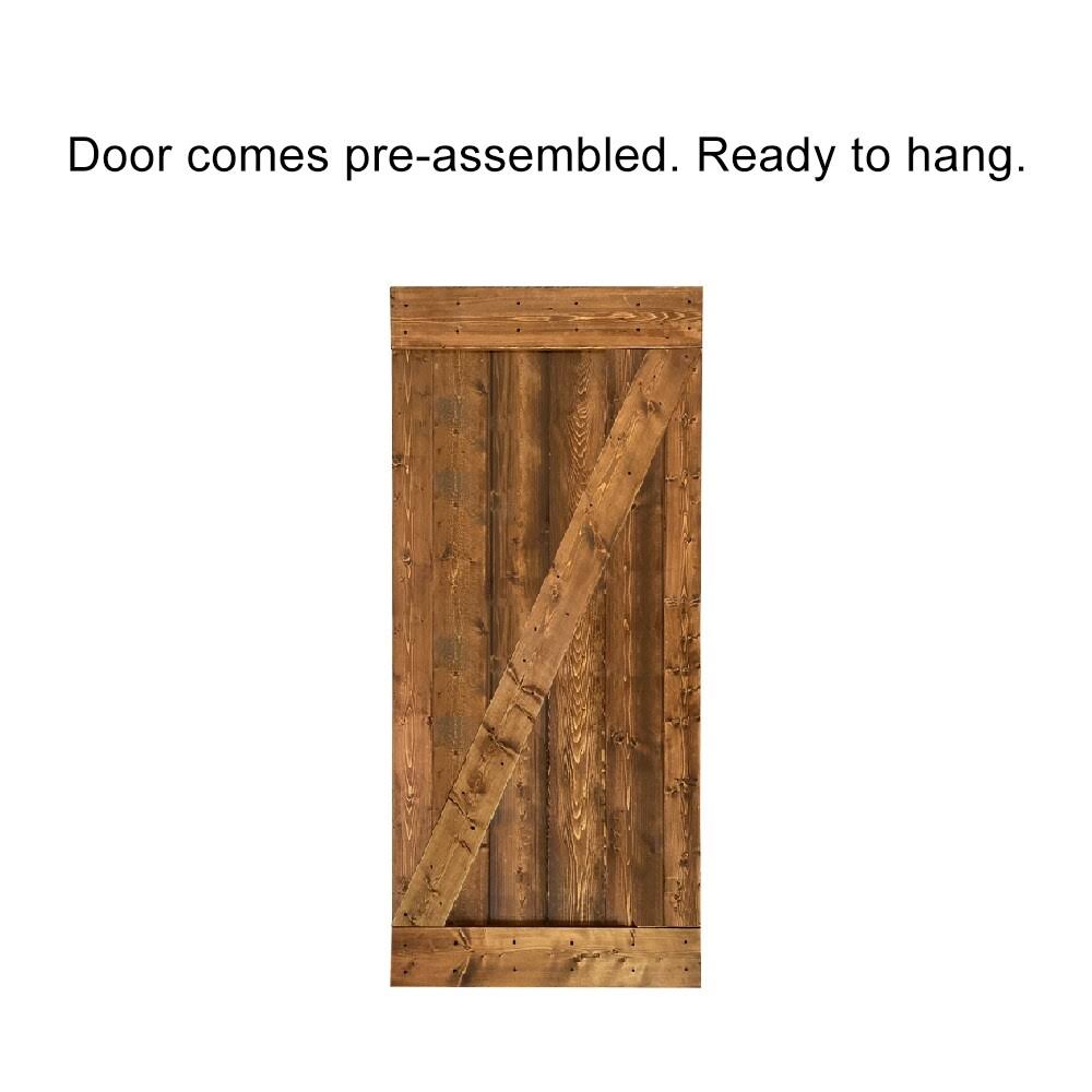 Weather Gray Stained Wood Interior Sliding Barn Door with Hardware Kit L515