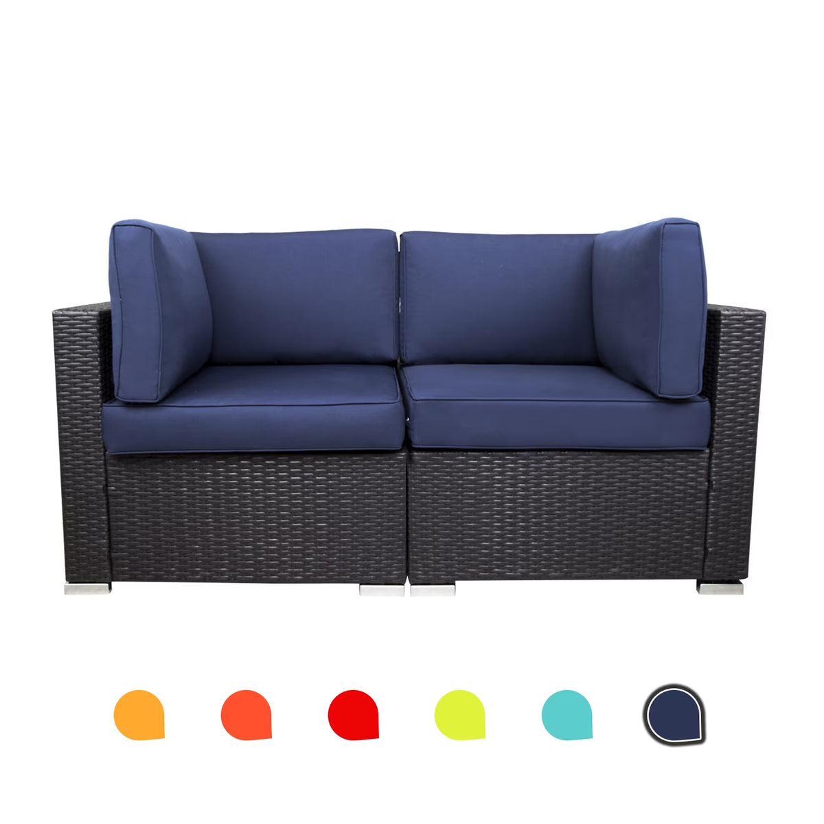 Blue 2-Piece PE Rattan Outdoor Corner Sofa Set Z766395