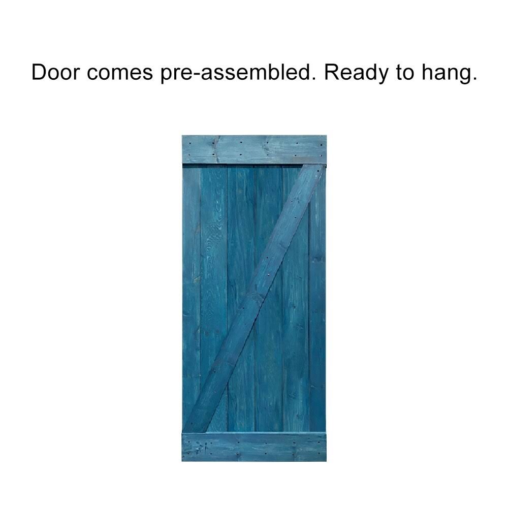 Weather Gray Stained Wood Interior Sliding Barn Door with Hardware Kit L515
