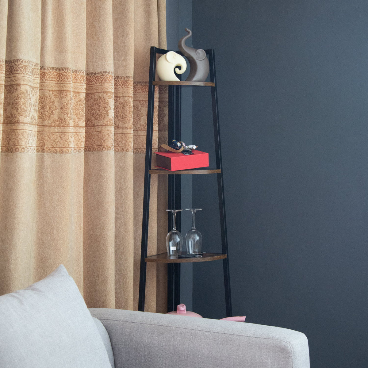65 Inch Brown 5-Tier Corner Shelf T52393