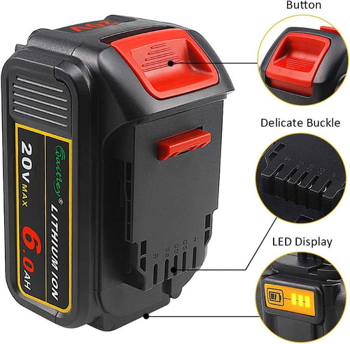 2 Pack 6.0A Replacement Battery for Dewalt 20V Tools Z41480
