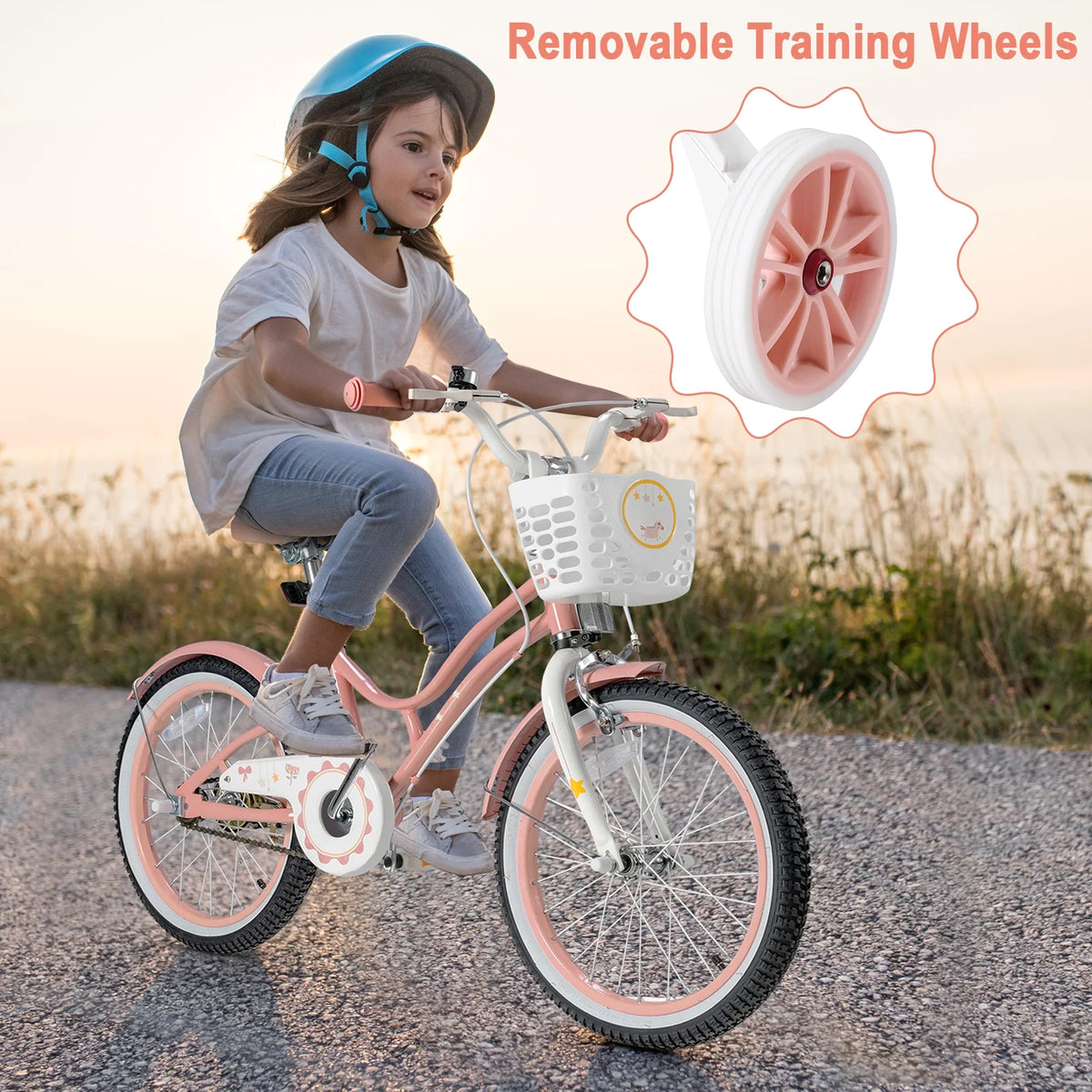 18 Inch Kids Bike with Training Wheels & Basket Purple X780