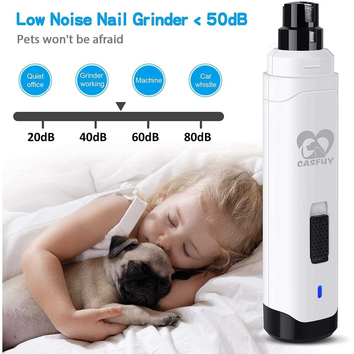 Dog Nail Grinder 2-Speed Electric Rechargeable Pet Nail Trimmer T89768