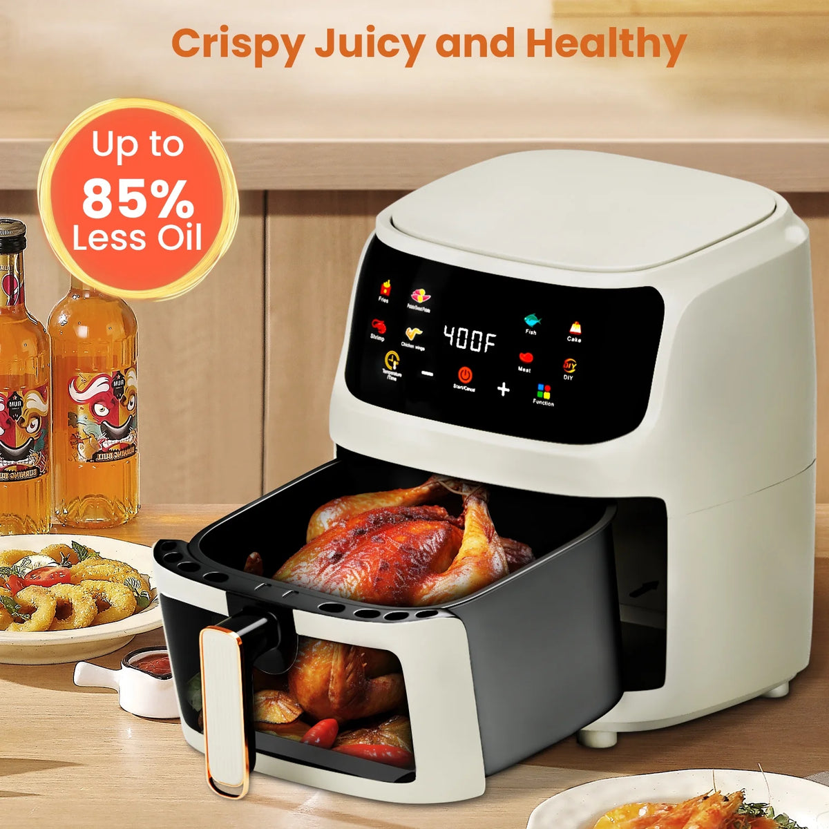 White 7.5QT 8-in-1 Digital Air Fryer Q473