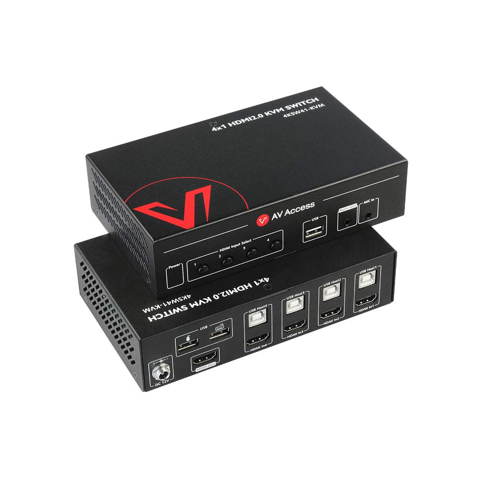 KVM Switch 4 Port HDMI 2.0 4K@60Hz HDR10 USB Switch R68576