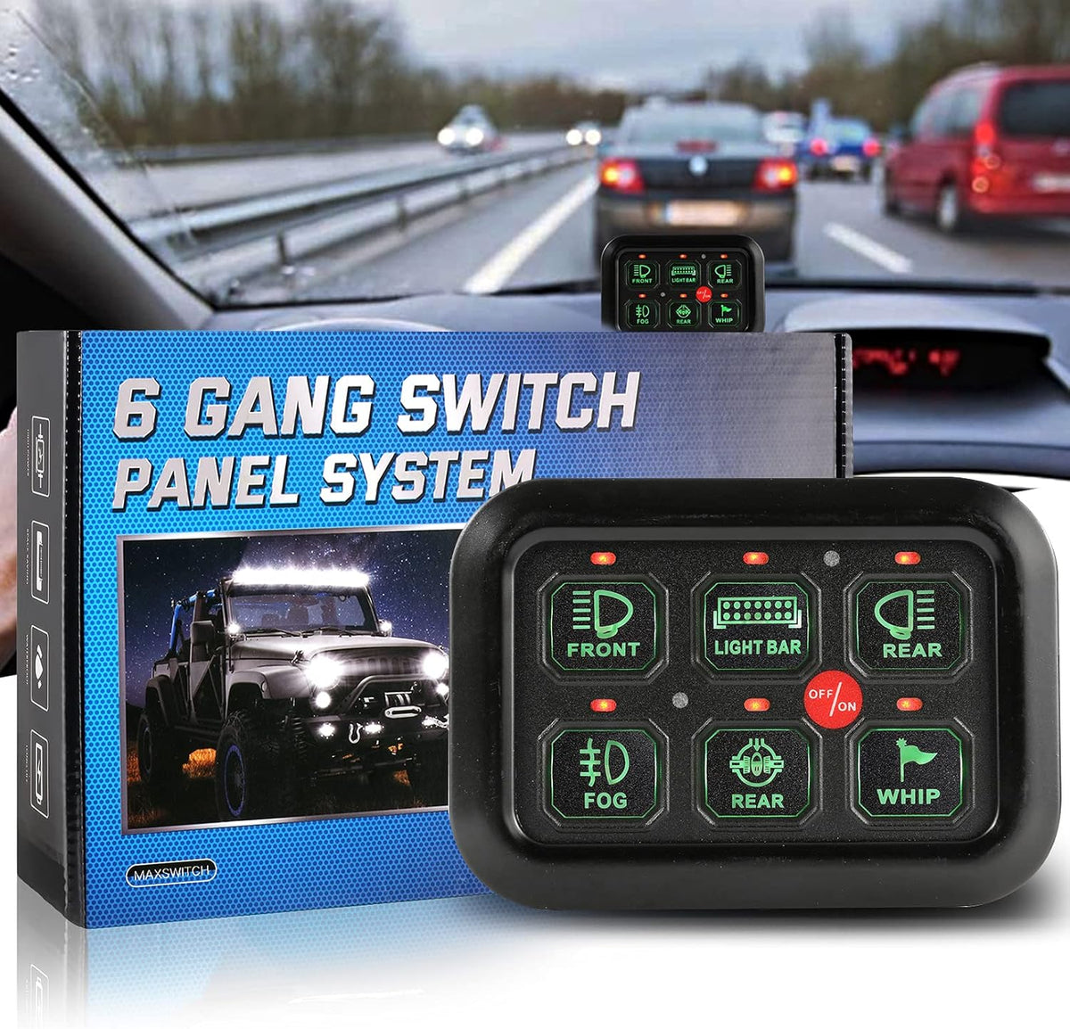 6 Gang Switch Panel with Touch Screen for Car Truck ATV UTV Boat N187179
