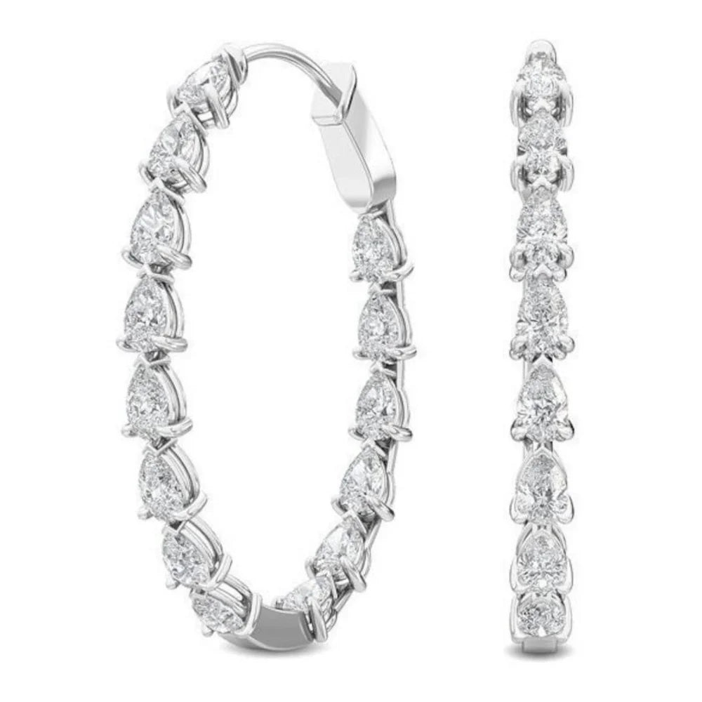 14K White Gold Hoop Earrings K6838