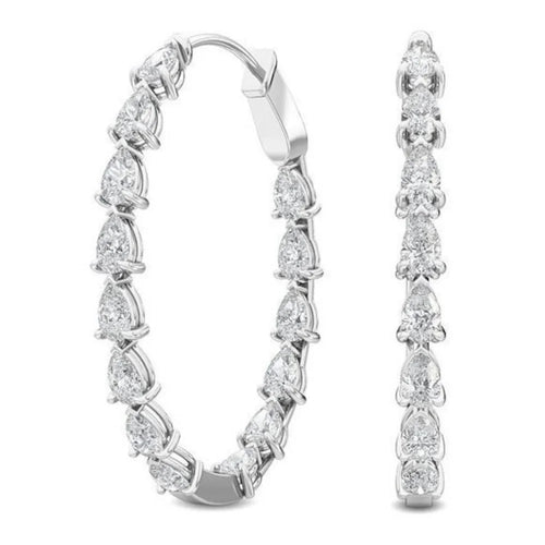 14K White Gold Hoop Earrings K6838