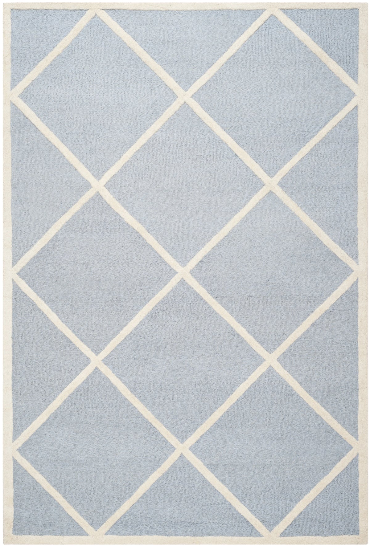 Geometric Diamonds Wool Area Rug, Light Blue/Ivory, 5' x 8' Y8235