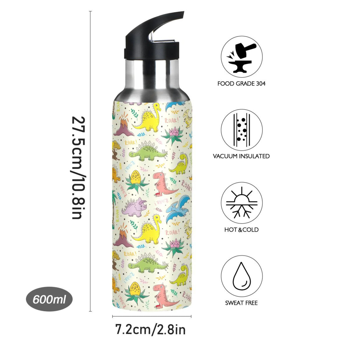 Stainless Steel Insulated Water Bottle with Straw Lid D79583