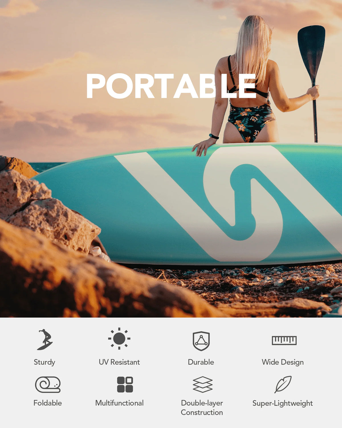 Inflatable Paddle Board 10' 6 in. Thick Green Y311488