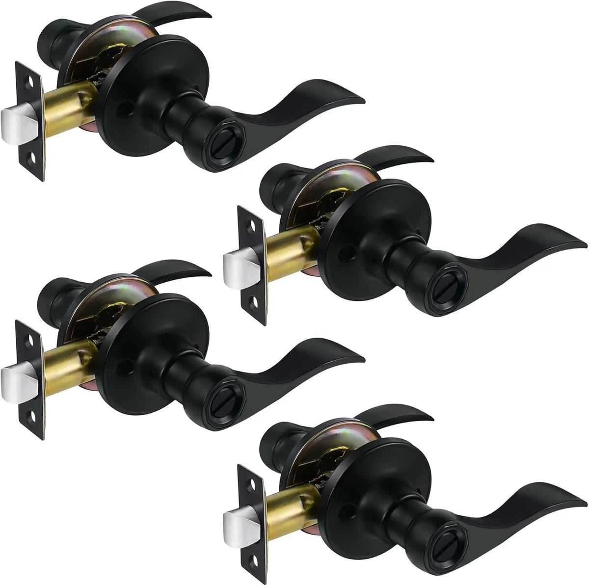Satin Nickel Privacy Door Lever Handle, Set of 4 X79300