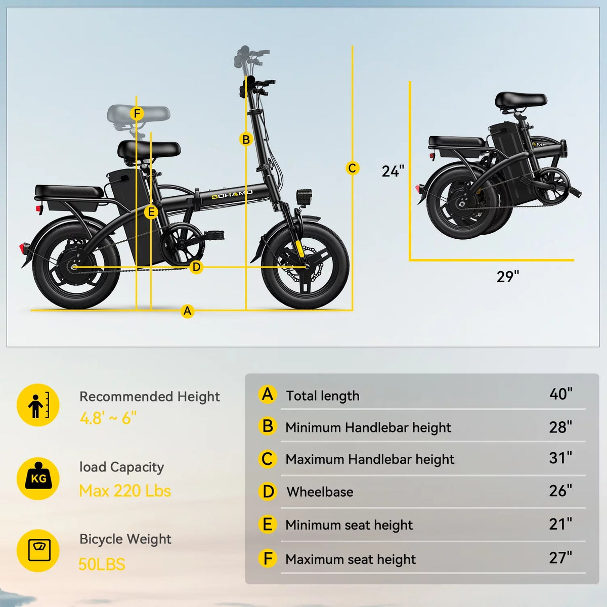 36V 10Ah Foldable Electric Bike 400W Motor X7434