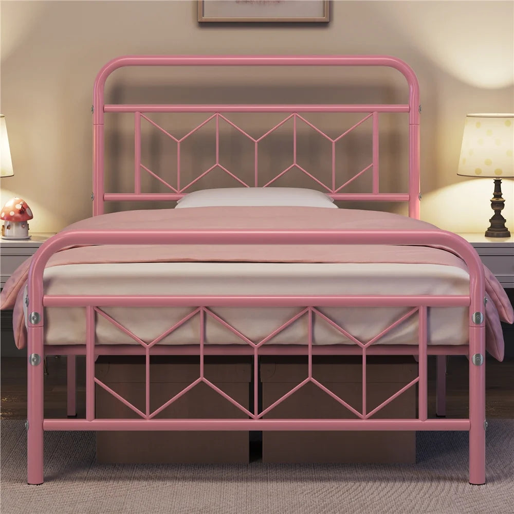 Pink Twin XL Metal Platform Bed I21145
