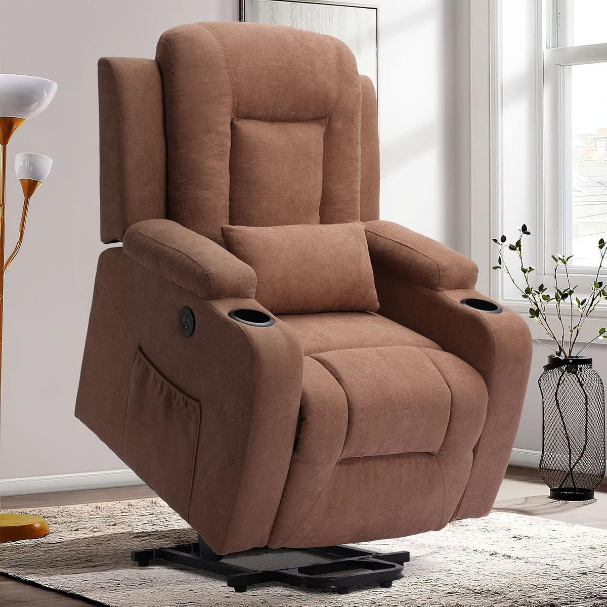 Faux Leather Heated Vibration Massage Power Lift Recliner Sofa C5097