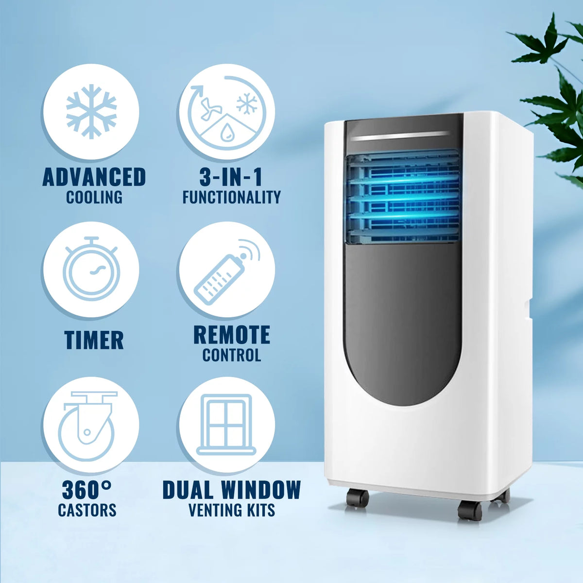 8000 Btu Portable Air Conditioner with Dehumidifier & Fan C3079