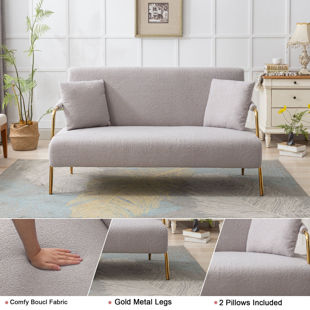 61" 2 Seater Teddy Velvet Upholstered Couch with 2 Pillows Z9445