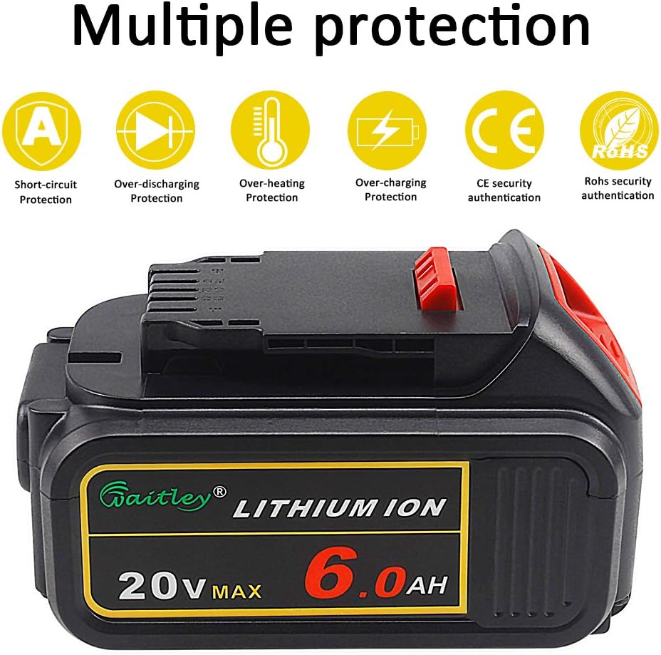 2 Pack 6.0A Replacement Battery for Dewalt 20V Tools Z41480