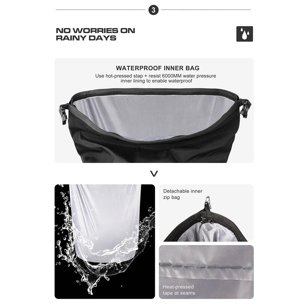 Polyester Motorcycle Side Saddle Bag 20L with Removable Waterproof Inner Bag Q59180