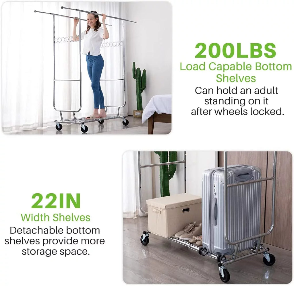 600 lbs Heavy Duty Garment Rack with Shelves T806