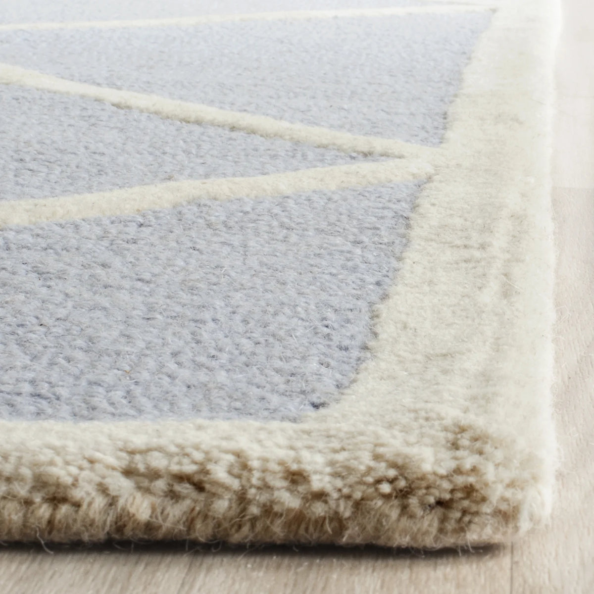 Geometric Diamonds Wool Area Rug, Light Blue/Ivory, 5' x 8' Y8235